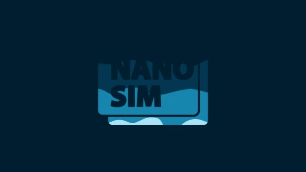White Nano Sim Card Icon Isolated Blue Background Mobile Wireless — Vídeo de stock