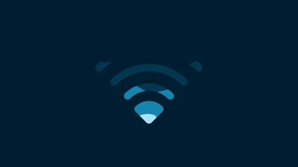 White Wireless Internet Network Symbol Icon Isolated Blue Background Video — Stockvideo
