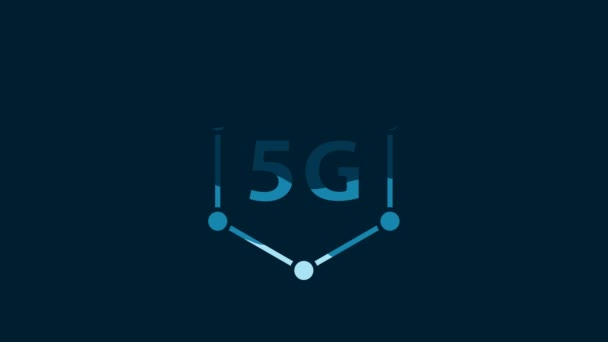 White New Wireless Internet Wifi Connection Icon Isolated Blue Background — Stockvideo