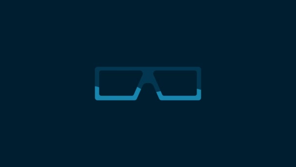 White Cinema Glasses Icon Isolated Blue Background Video Motion Graphic — Stock Video