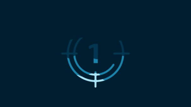 White Old Film Movie Countdown Frame Icon Isolated Blue Background — Vídeo de Stock