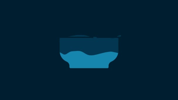 White Bowl Icon Isolated Blue Background Video Motion Graphic Animation — Video Stock