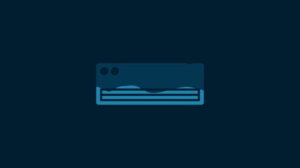 Біла Піктограма Кондиціонера Ізольована Синьому Фоні Роздільна Система Кондиціонування Прохолодна — стокове відео