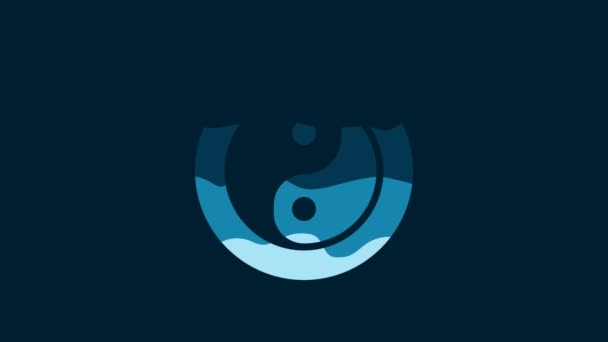 White Yin Yang Symbol Harmony Balance Icon Isolated Blue Background — Vídeos de Stock