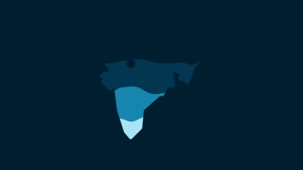Белая Индия Карта Значок Изолирован Синем Фоне Видеографическая Анимация — стоковое видео