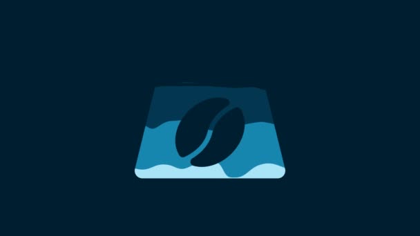 White Bag Coffee Beans Icon Isolated Blue Background Video Motion — Vídeos de Stock