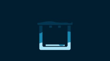 White Coffee machine icon isolated on blue background. 4K Video motion graphic animation.