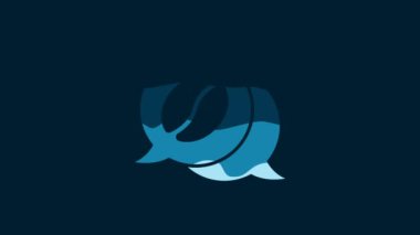 White Coffee and conversation icon isolated on blue background. Coffee talk. Speech bubbles chat. 4K Video motion graphic animation.