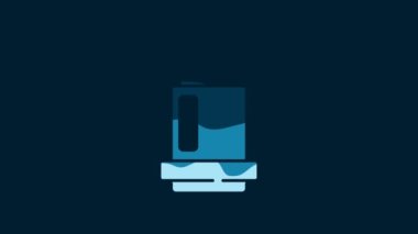 White Aeropress coffee method icon isolated on blue background. Device for brewing coffee. 4K Video motion graphic animation.