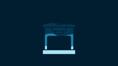 White Coffee machine icon isolated on blue background. 4K Video motion graphic animation.