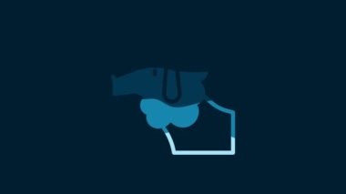 White French poodle dog icon isolated on blue background. 4K Video motion graphic animation.