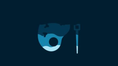 White Paint brush with palette icon isolated on blue background. 4K Video motion graphic animation.