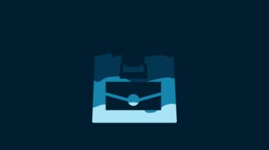 White Handbag icon isolated on blue background. Female handbag sign. Glamour casual baggage symbol. 4K Video motion graphic animation.