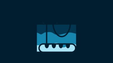 White French baguette bread icon isolated on blue background. 4K Video motion graphic animation.