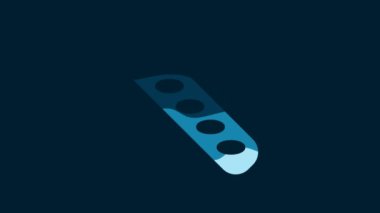 White French baguette bread icon isolated on blue background. 4K Video motion graphic animation.