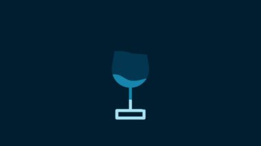 White Wine glass icon isolated on blue background. Wineglass sign. 4K Video motion graphic animation.