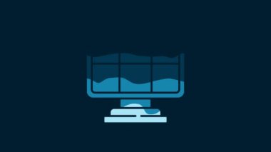 White Solar energy panel icon isolated on blue background. 4K Video motion graphic animation.