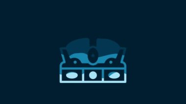 White Crown of spain icon isolated on blue background. 4K Video motion graphic animation.