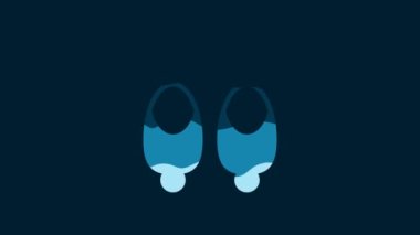 White Earrings icon isolated on blue background. Jewelry accessories. 4K Video motion graphic animation.