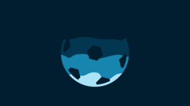 White Football ball icon isolated on blue background. Soccer ball. Sport equipment. 4K Video motion graphic animation.