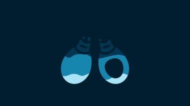 White Musical instrument castanets icon isolated on blue background. 4K Video motion graphic animation.