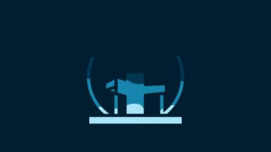 White Montreal Biosphere icon isolated on blue background. 4K Video motion graphic animation.