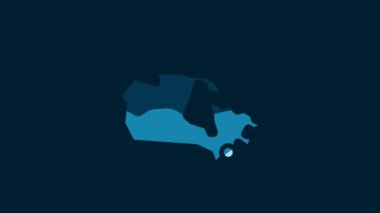 White Canada map icon isolated on blue background. 4K Video motion graphic animation.
