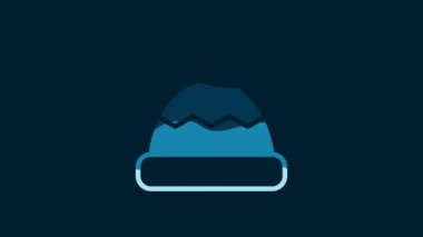 White Beanie hat icon isolated on blue background. 4K Video motion graphic animation.