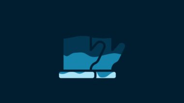 White Christmas mitten icon isolated on blue background. 4K Video motion graphic animation.