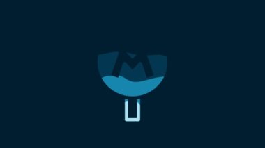 White Metro or Underground or Subway icon isolated on blue background. 4K Video motion graphic animation.