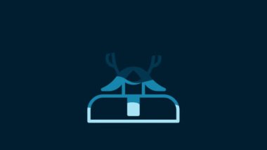 White Ukrainian cossack icon isolated on blue background. 4K Video motion graphic animation.