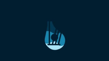 White Ukrainian traditional musical instrument bandura icon isolated on blue background. 4K Video motion graphic animation.