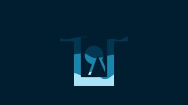 White T-shirt icon isolated on blue background. 4K Video motion graphic animation.