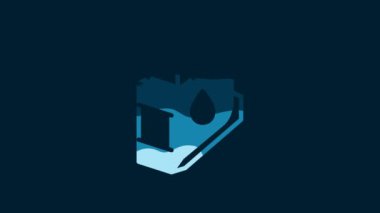 White Printer ink cartridge icon isolated on blue background. 4K Video motion graphic animation.