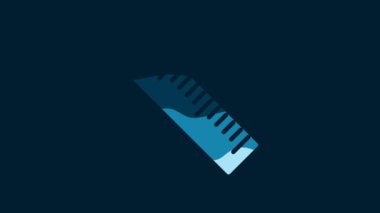 White Ruler icon isolated on blue background. Straightedge symbol. 4K Video motion graphic animation.
