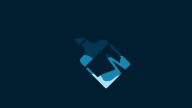 White Paint brush icon isolated on blue background. 4K Video motion graphic animation.