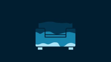 White Armchair icon isolated on blue background. 4K Video motion graphic animation.