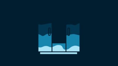 White Wardrobe icon isolated on blue background. 4K Video motion graphic animation.
