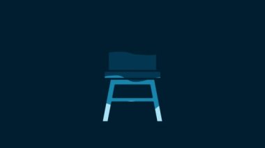 White Chair icon isolated on blue background. 4K Video motion graphic animation.