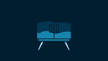 White Chest of drawers icon isolated on blue background. 4K Video motion graphic animation.