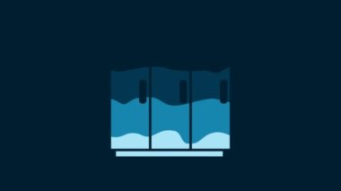 White Wardrobe icon isolated on blue background. 4K Video motion graphic animation.