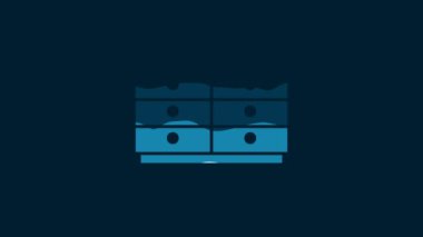 White Chest of drawers icon isolated on blue background. 4K Video motion graphic animation.