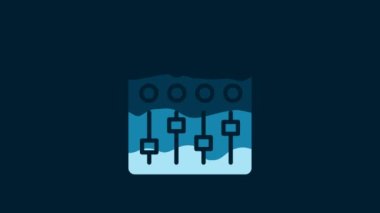 White Sound mixer controller icon isolated on blue background. Dj equipment slider buttons. Mixing console. 4K Video motion graphic animation.