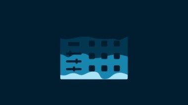 White Drum machine icon isolated on blue background. Musical equipment. 4K Video motion graphic animation.