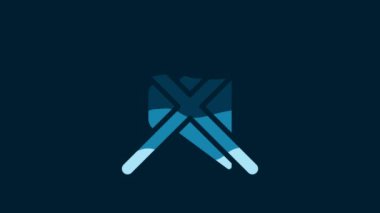 White Speaker mute icon isolated on blue background. No sound icon. Volume Off symbol. 4K Video motion graphic animation.