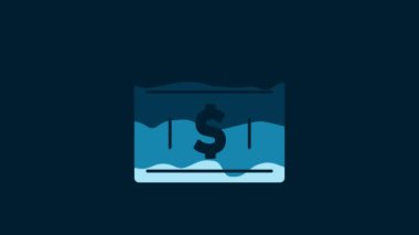 White Briefcase and money icon isolated on blue background. Business case sign. Business portfolio. Financial management. 4K Video motion graphic animation.