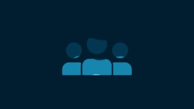 White Users group icon isolated on blue background. Group of people icon. Business avatar symbol - users profile icon. 4K Video motion graphic animation.