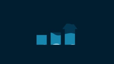 White Financial growth icon isolated on blue background. Increasing revenue. 4K Video motion graphic animation.