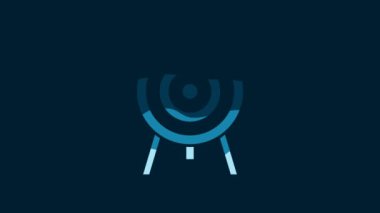 White Target icon isolated on blue background. Dart board sign. Archery board icon. Dartboard sign. Business goal concept. 4K Video motion graphic animation.