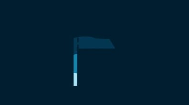 White Flag icon isolated on blue background. Location marker symbol. 4K Video motion graphic animation.